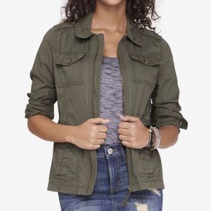 Express army green military utility jacket